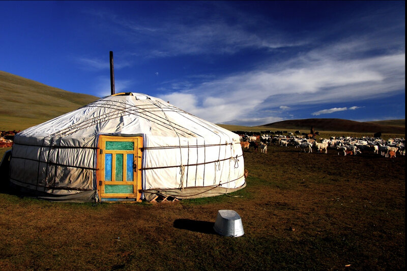 Yurt on a grassy plain
