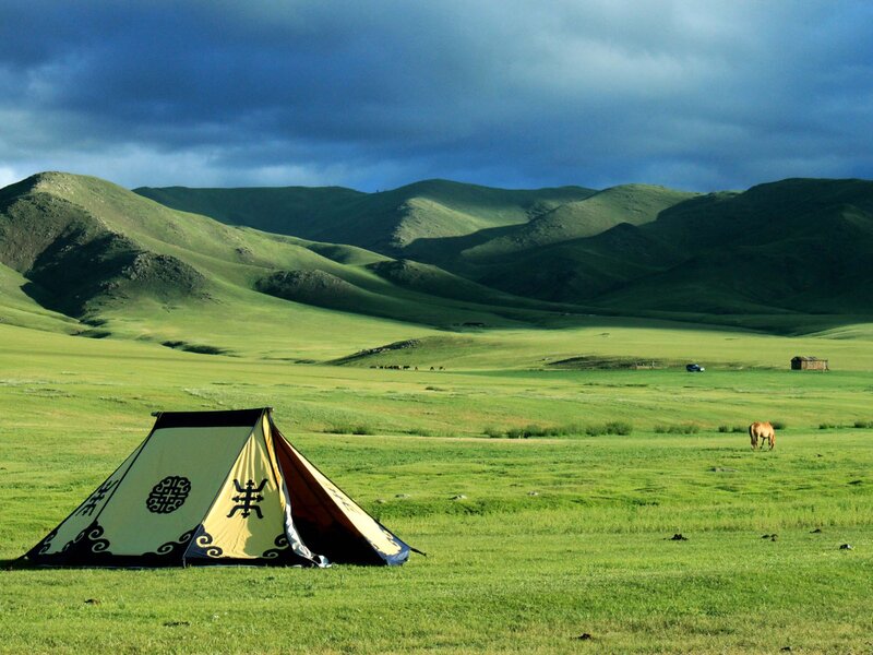 Yurt Tent in Grassland — Green