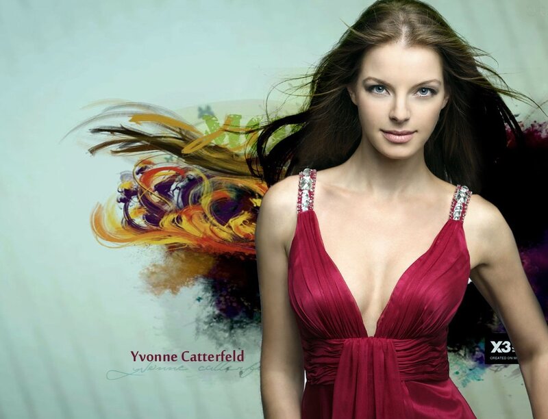Yvonne Catterfeld in red dress
