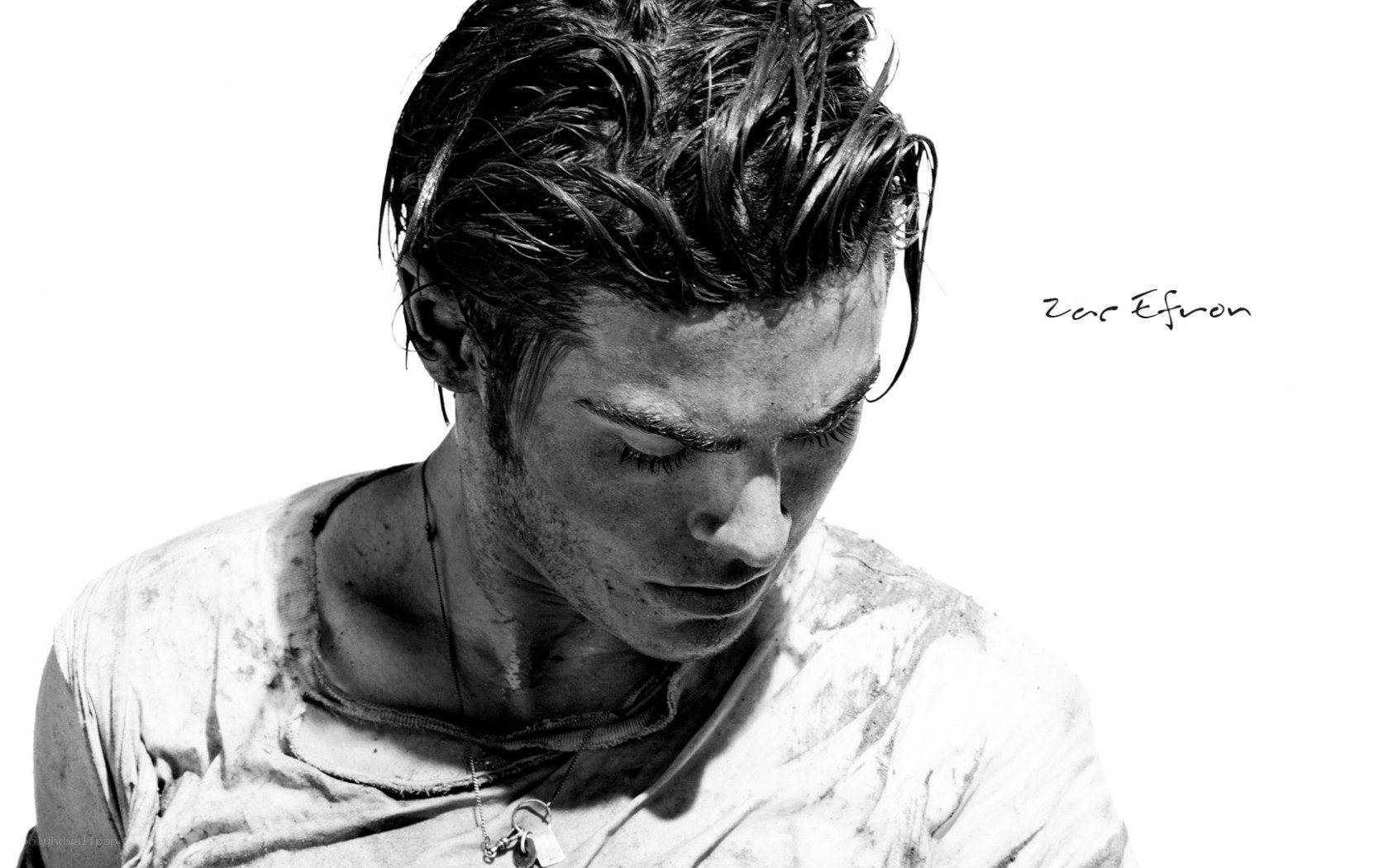 Zac Efron in black and white