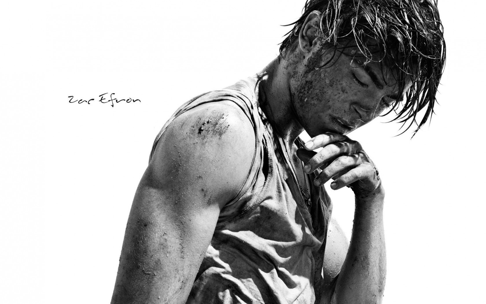 Zac Efron in black and white