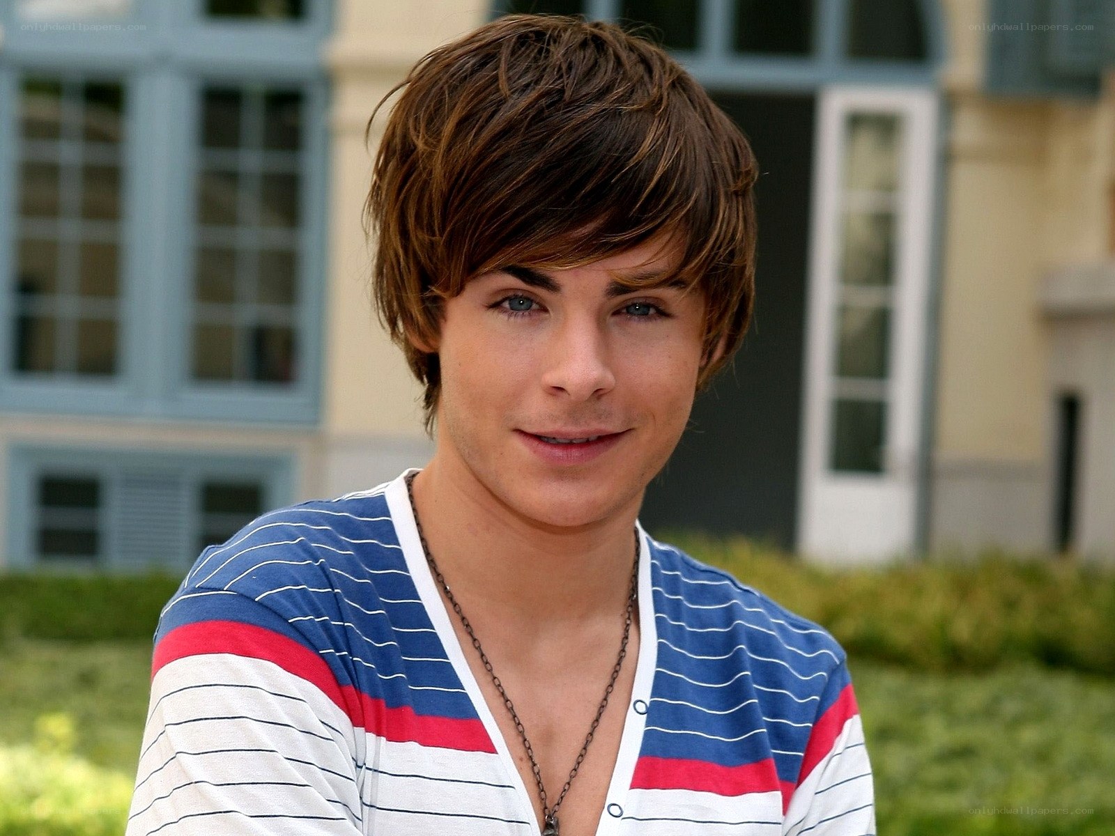 Zac Efron in striped shirt