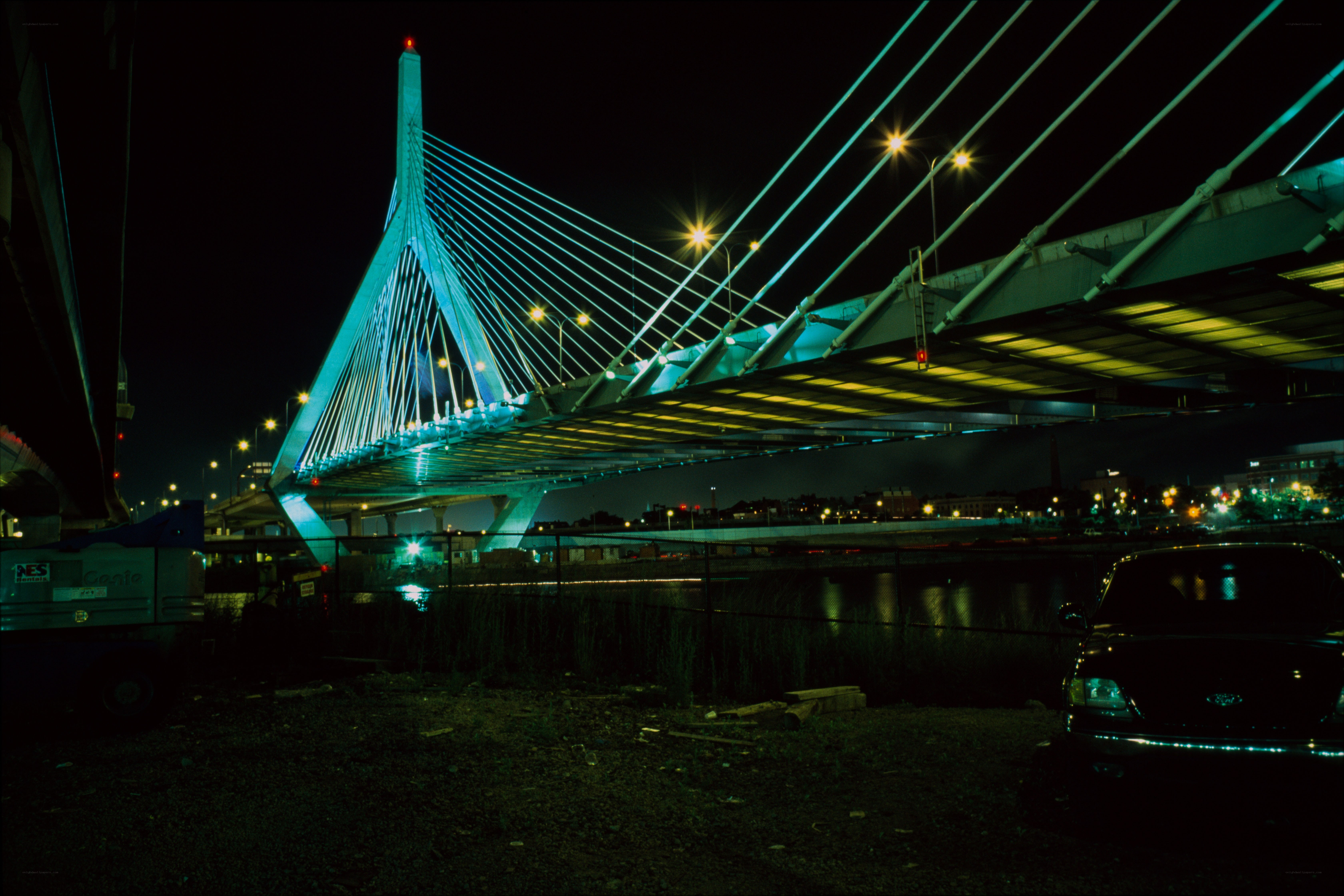 Zakim Bridge at night