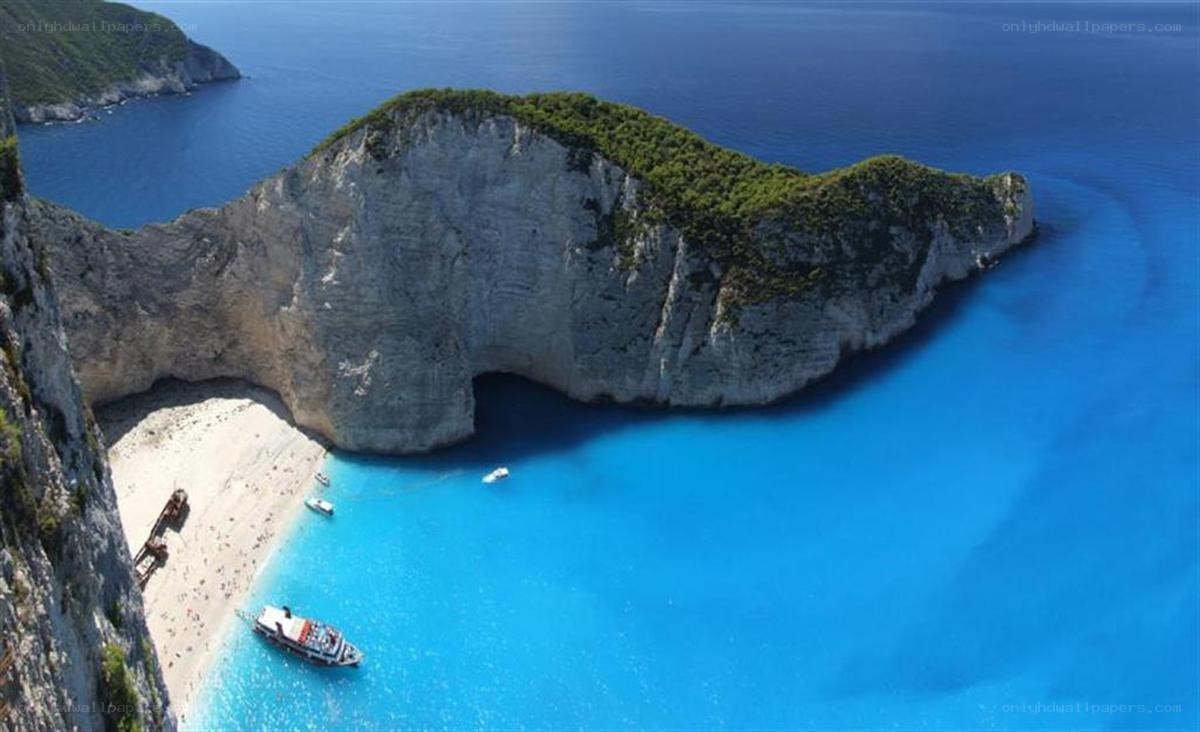 Zakynthos beach with shipwreck