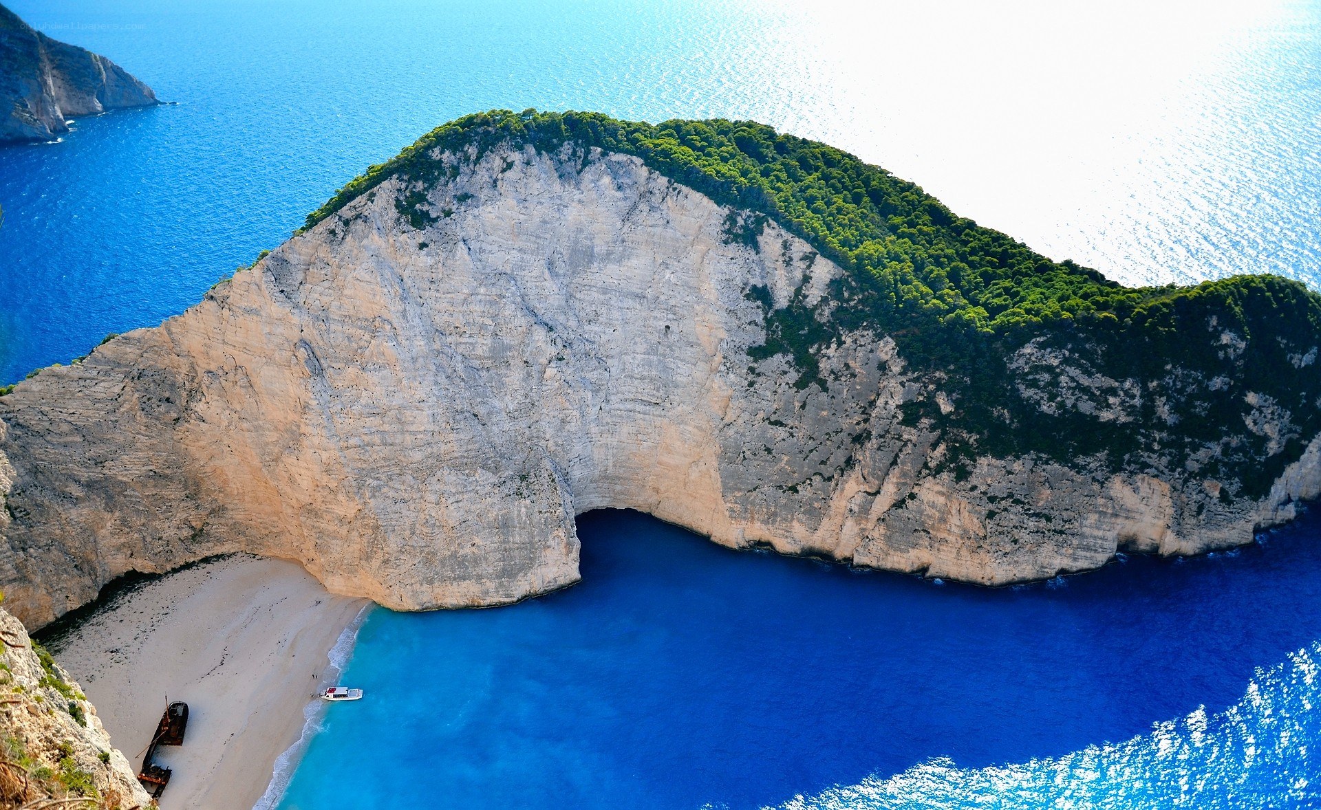 Zakynthos beach with shipwreck