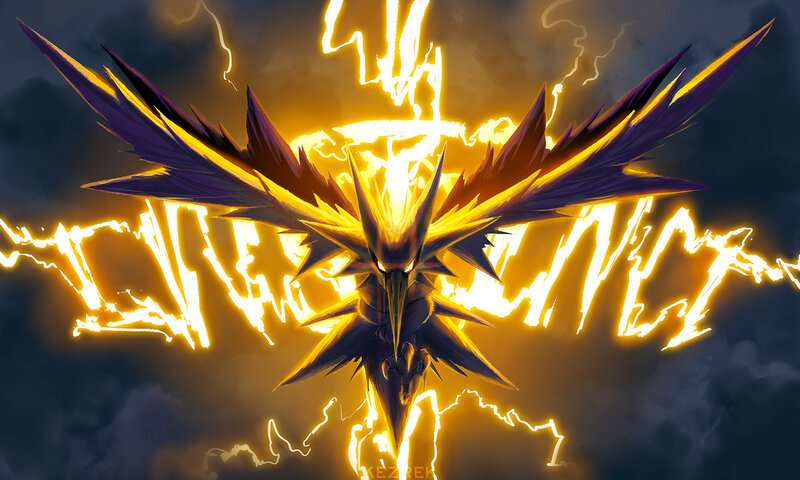 Zapdos Surrounded by Lightning