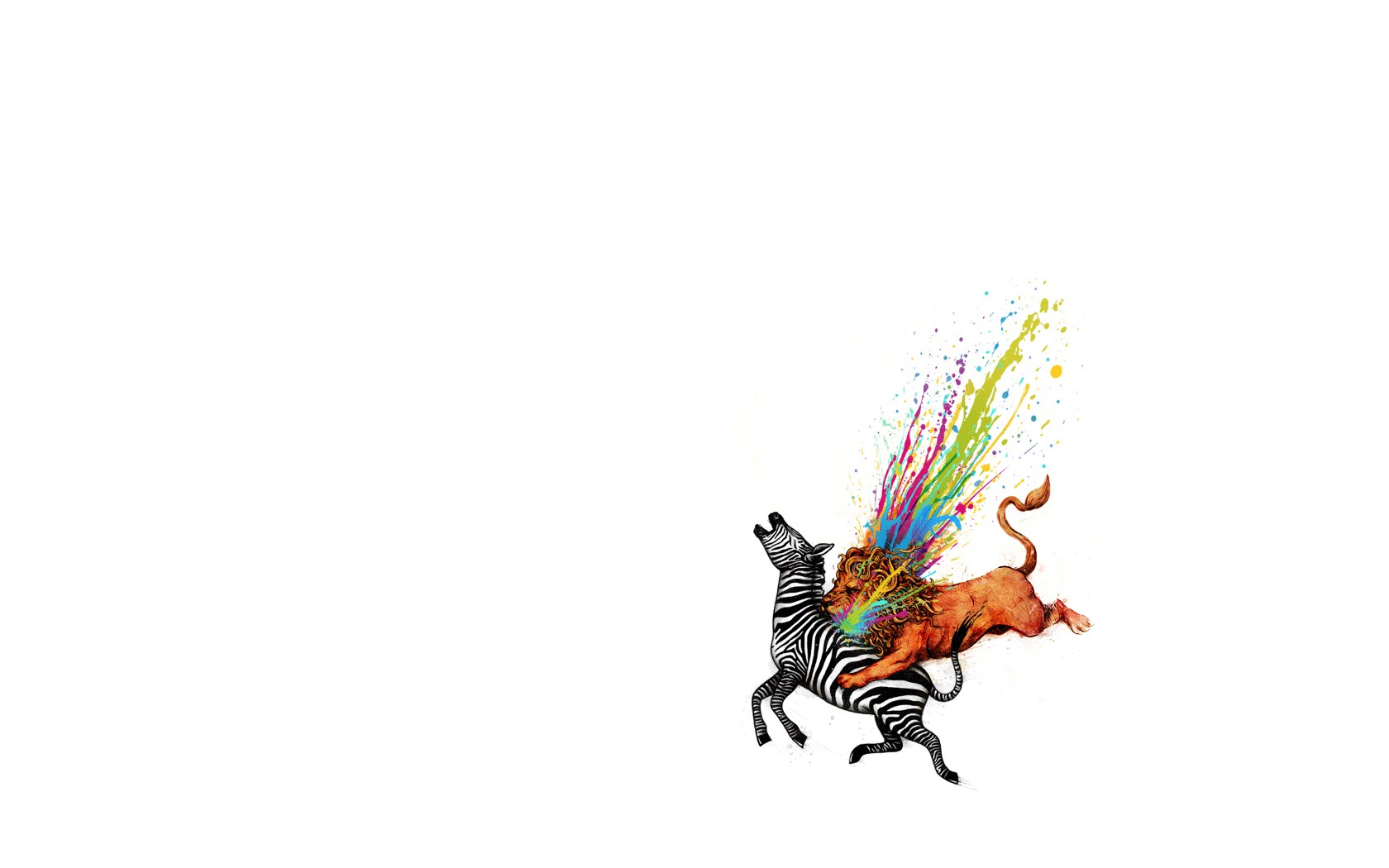 zebra and lion with paint splashes