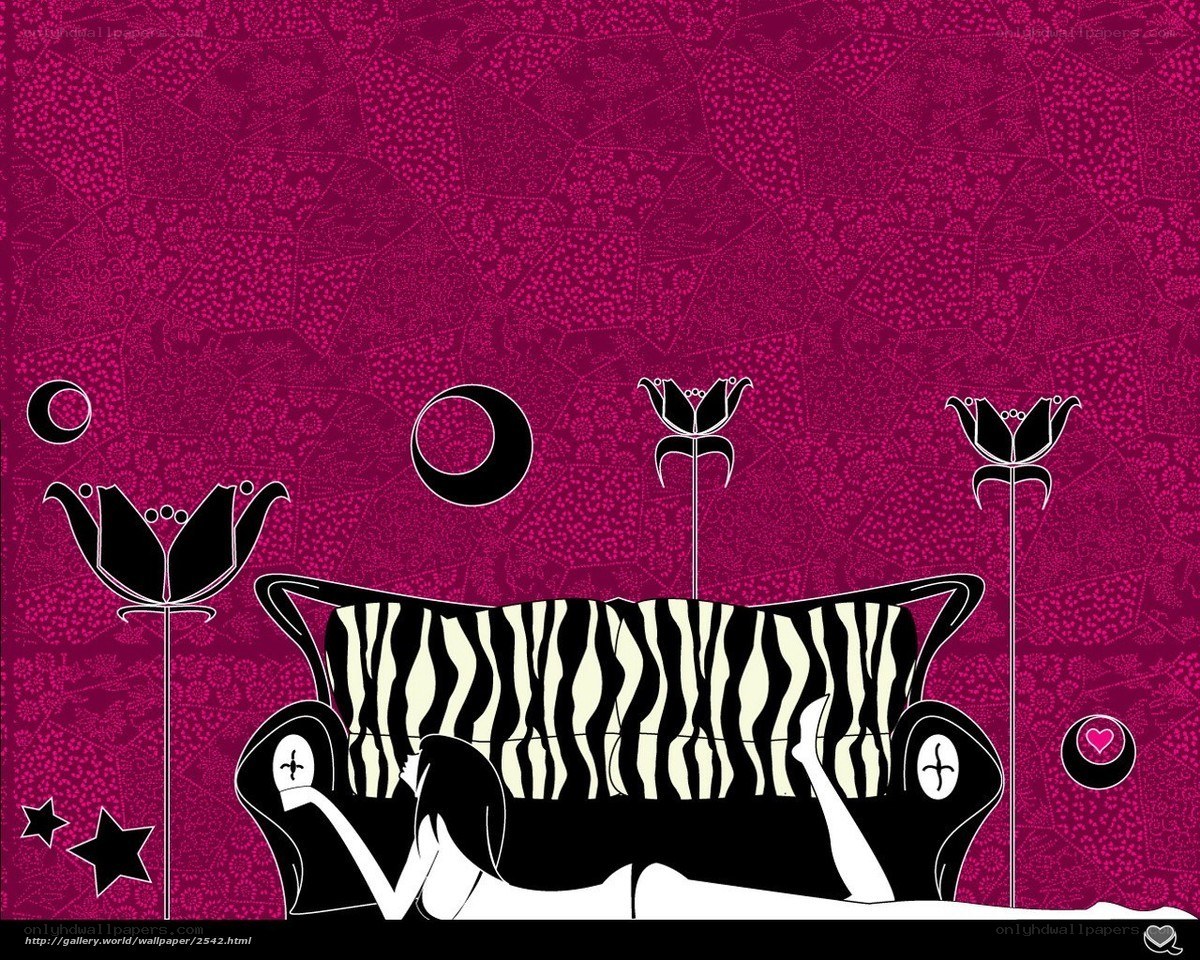Zebra couch in purple room