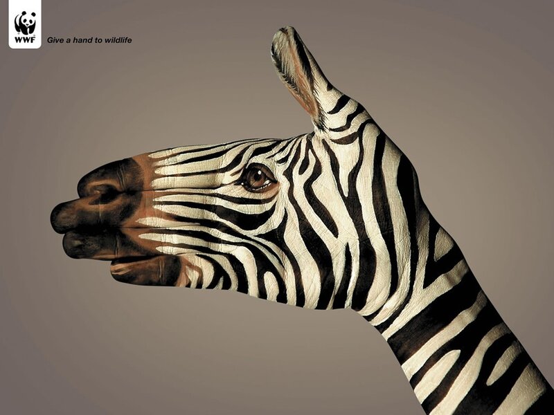 zebra hand art