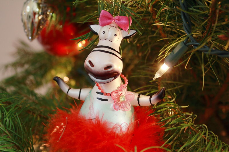 Zebra Ornament on Tree