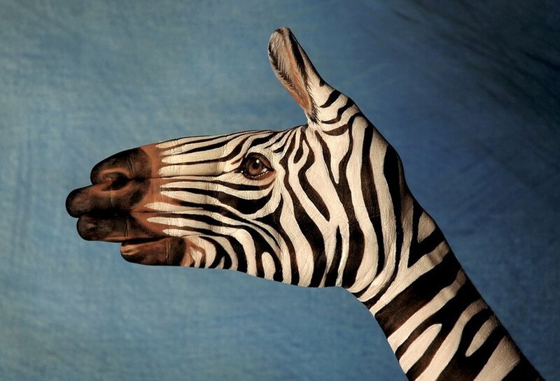 Zebra Painted on Hand — Black