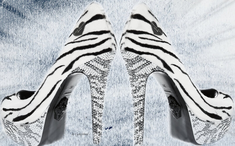 Zebra-print High Heels — Black, Dramatic