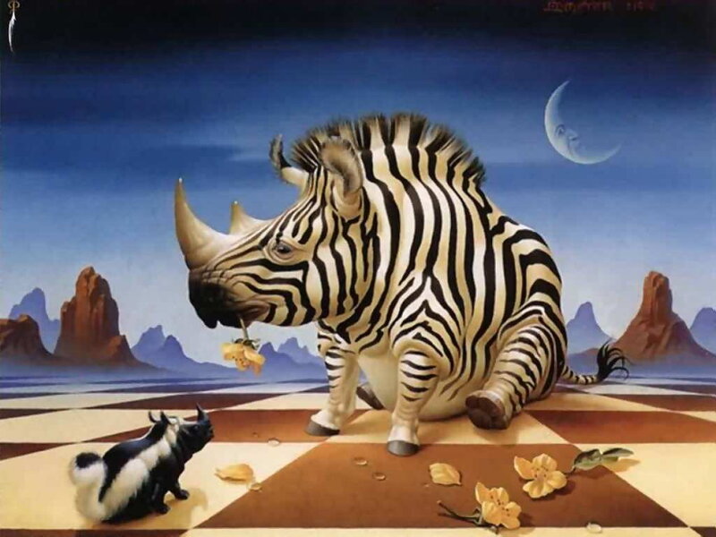 Zebra Rhino on Chessboard