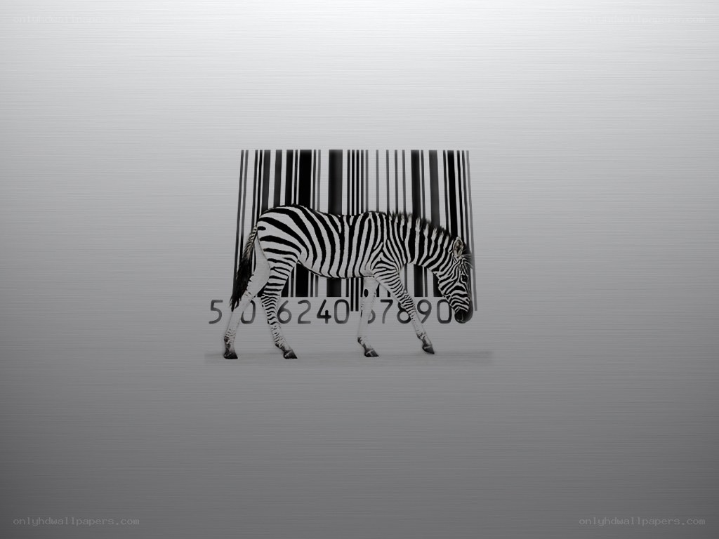 zebra with barcode background