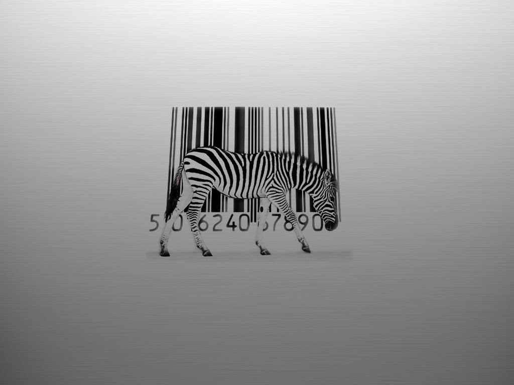 zebra with barcode background