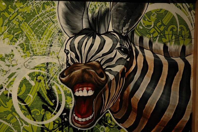 zebra with open mouth