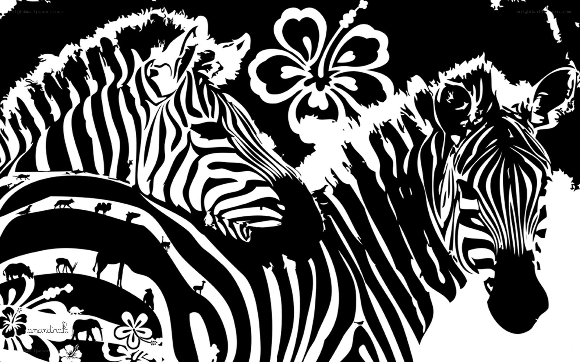 zebras and tropical flowers