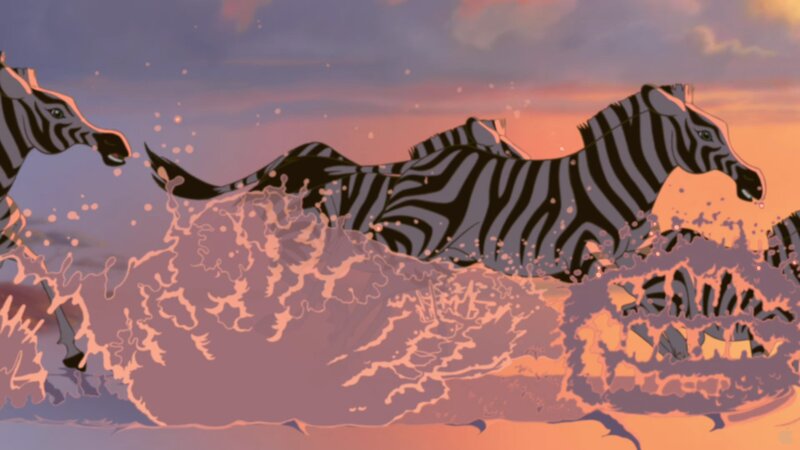 Zebras Running Through Water — Orange