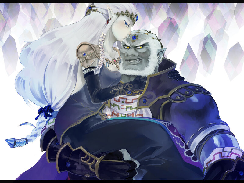 Zelda and Ganondorf embrace