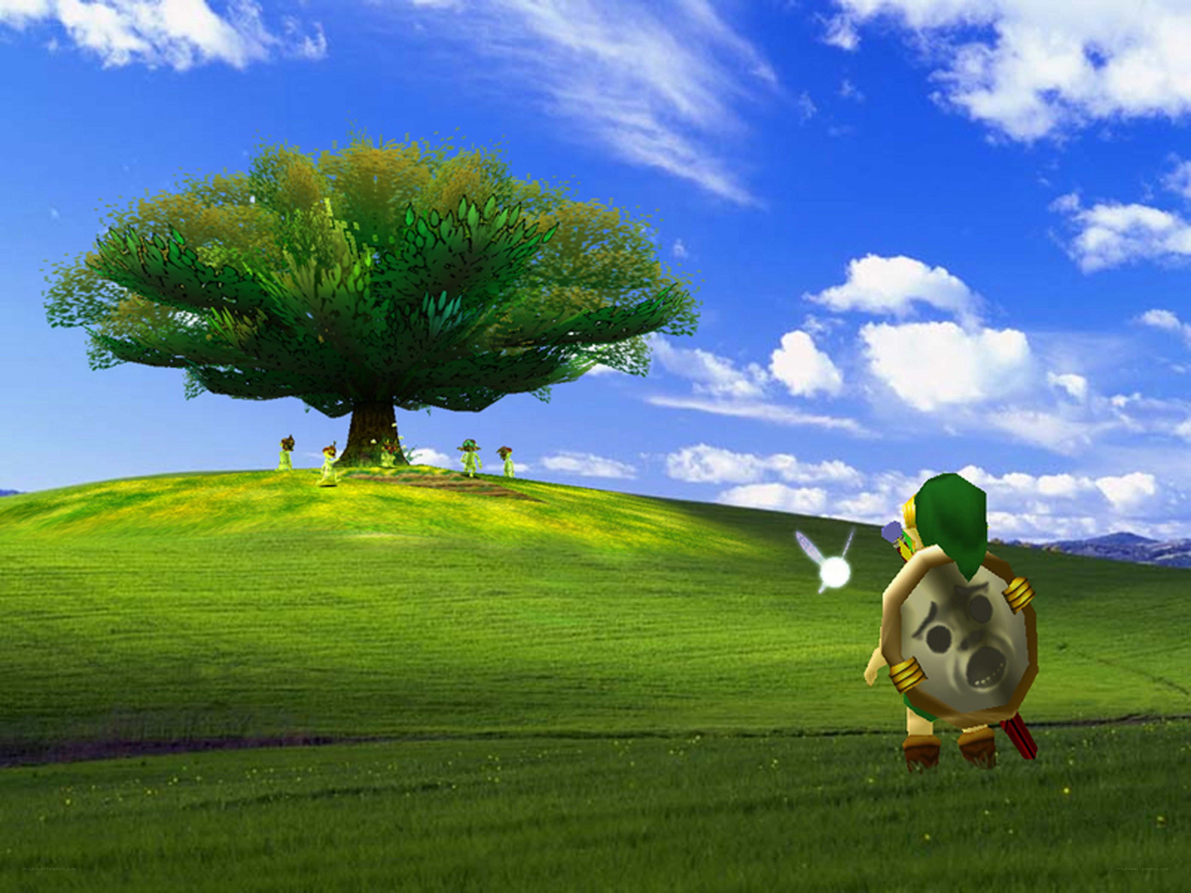 Zelda character in a green field