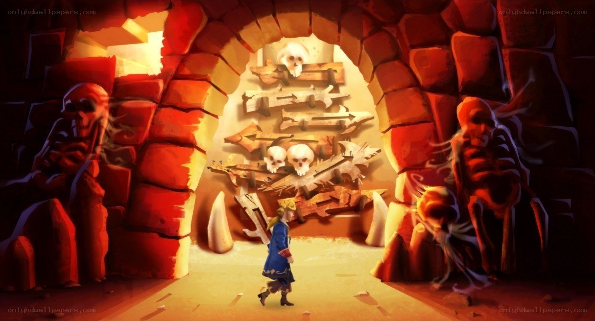 Zelda character in a skull cave