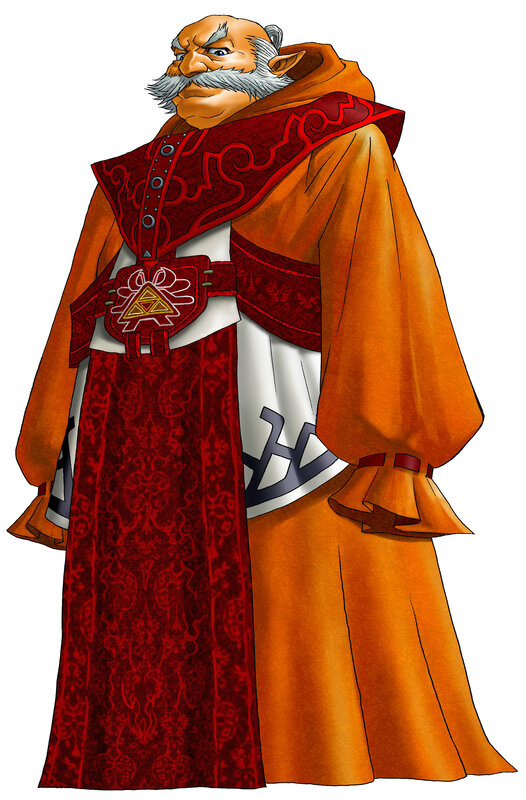 Zelda character in red and orange robes