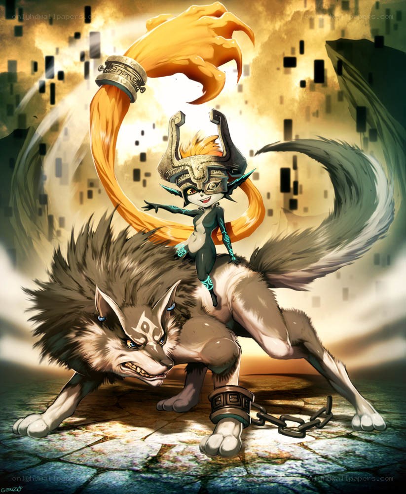 Zelda character with wolf companion
