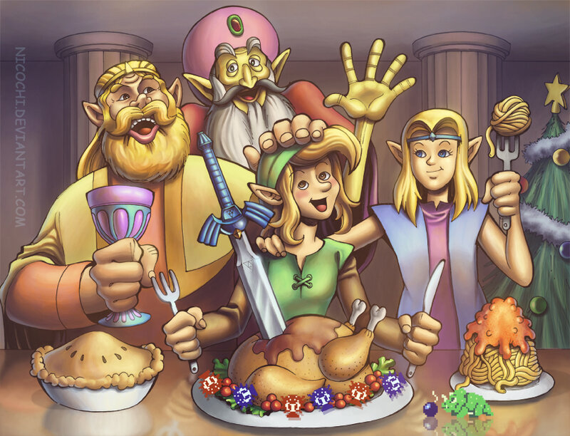 Zelda characters at a feast