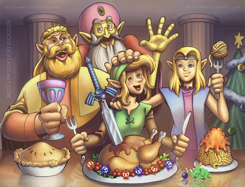 Zelda characters at a feast