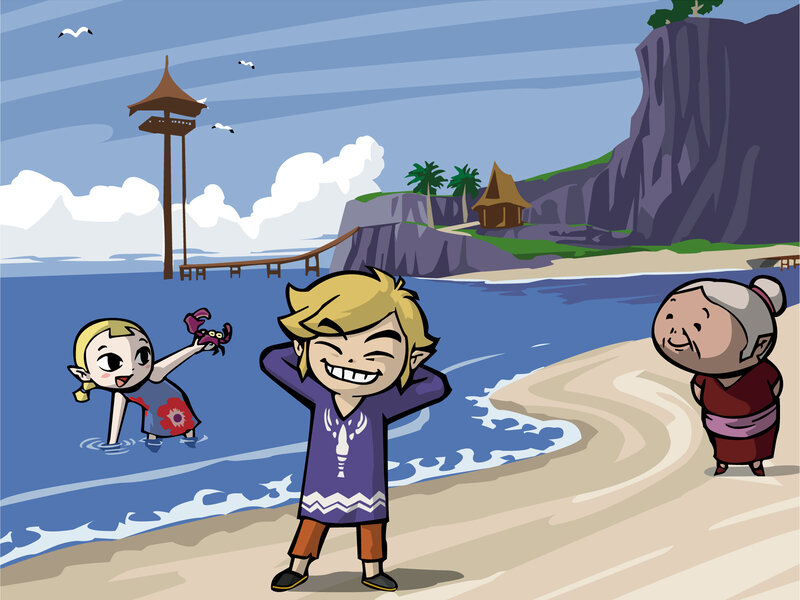 Zelda characters at the beach