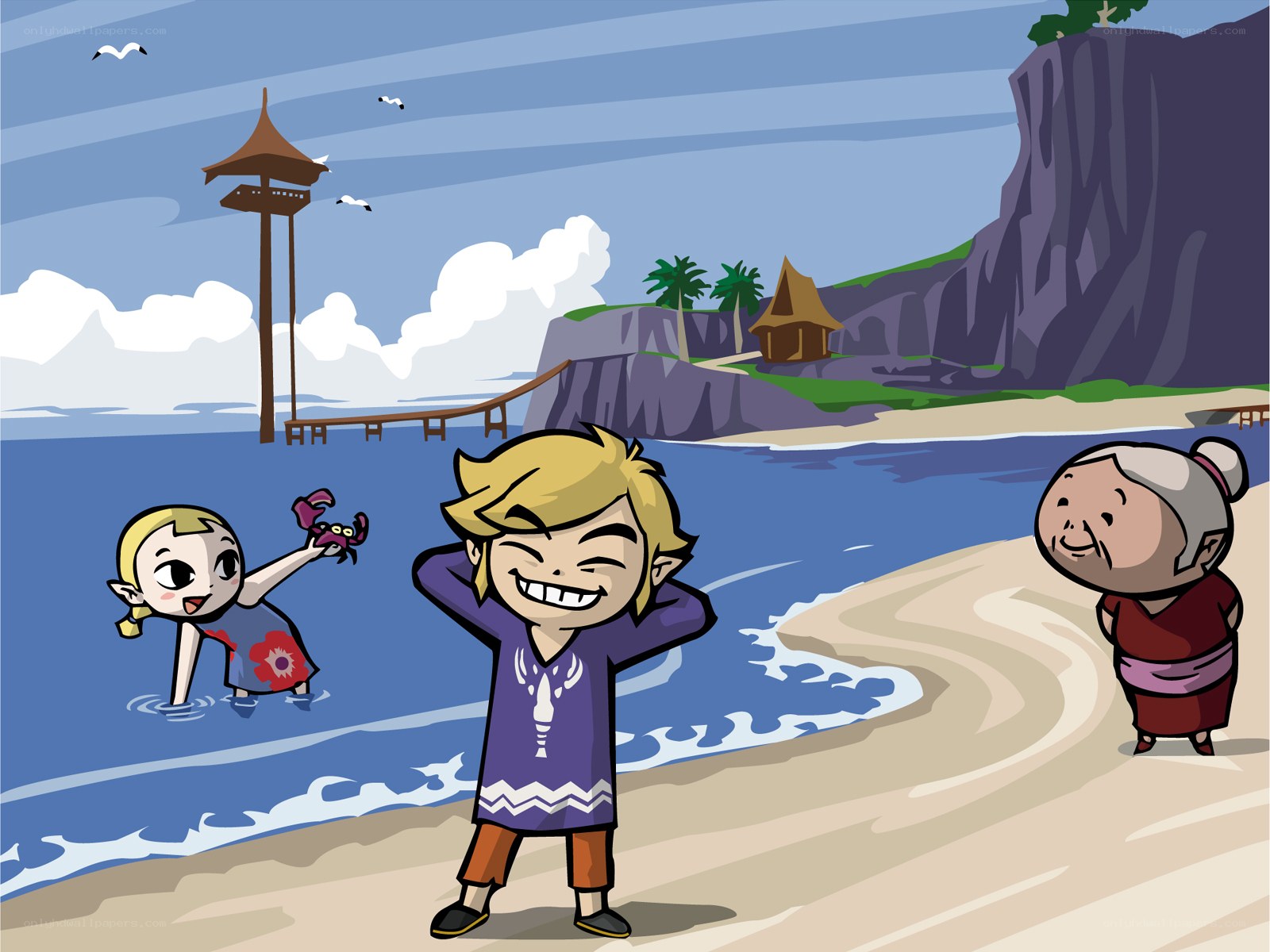 Zelda characters at the beach