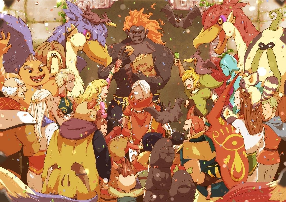 Zelda characters celebrate together
