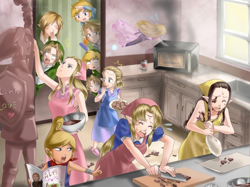 Zelda characters in a kitchen chaos