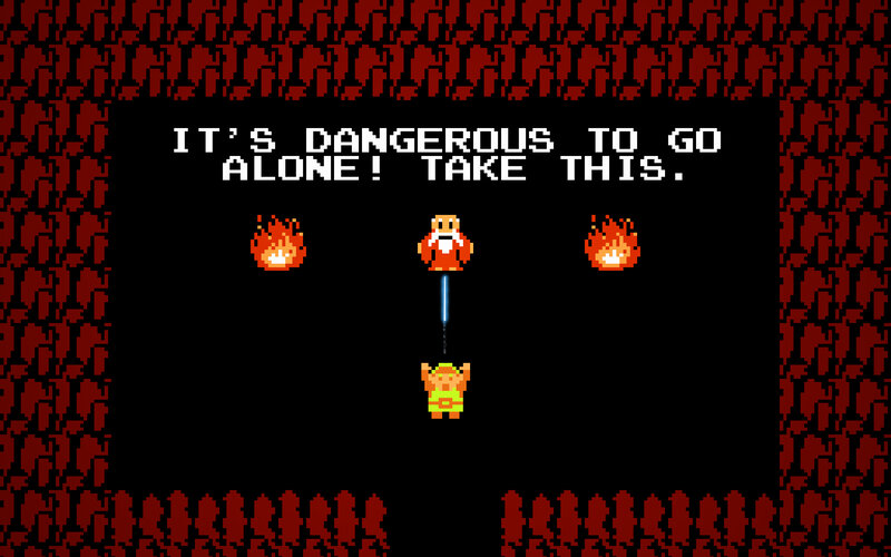 Zelda game scene with text
