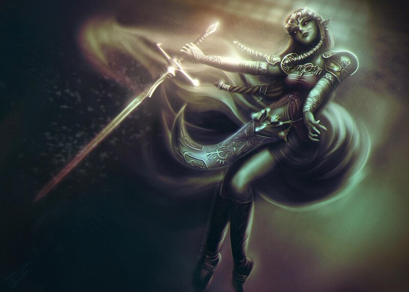 Zelda in battle pose