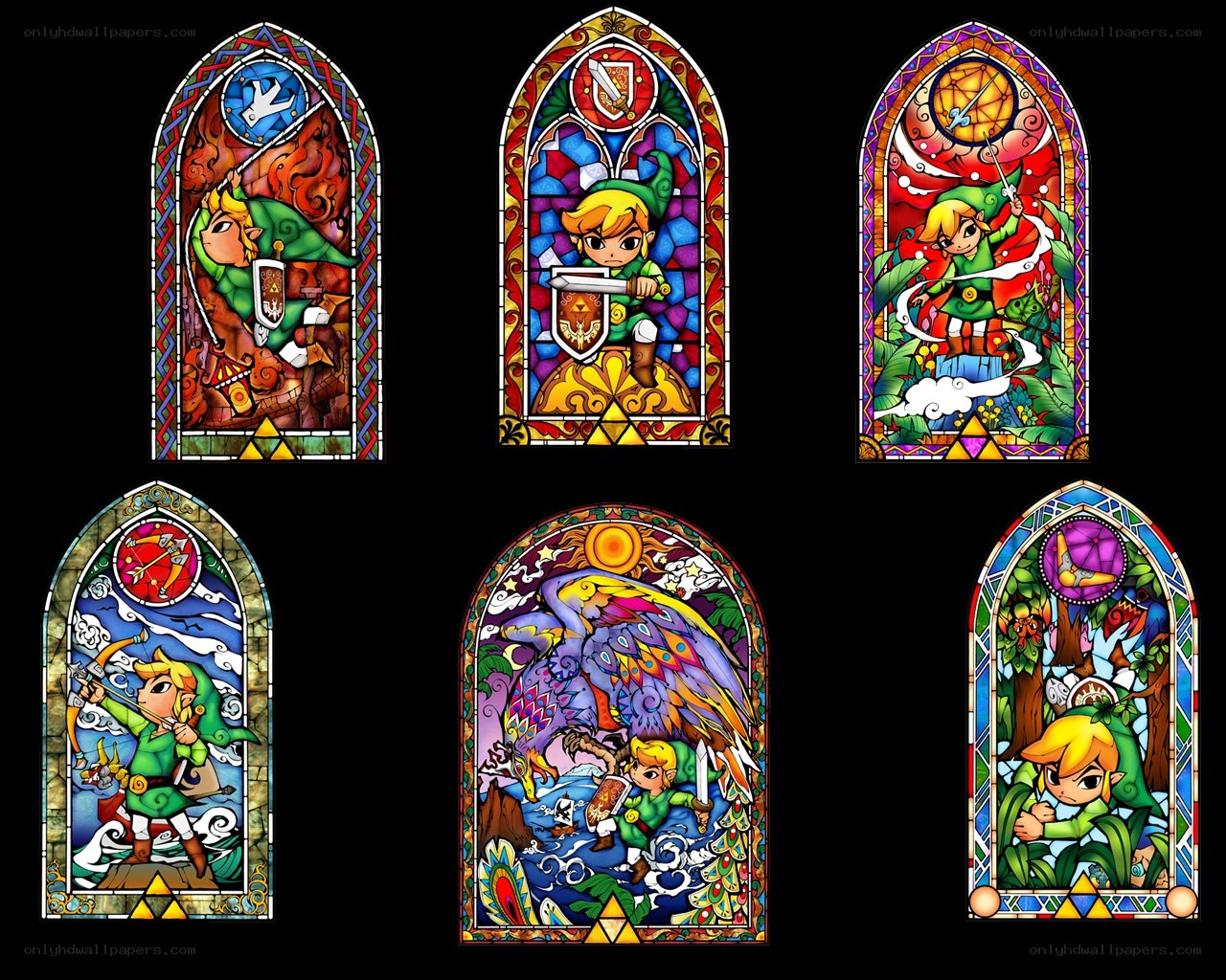 Zelda stained glass windows
