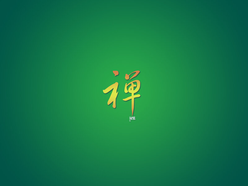 Zen character on green background