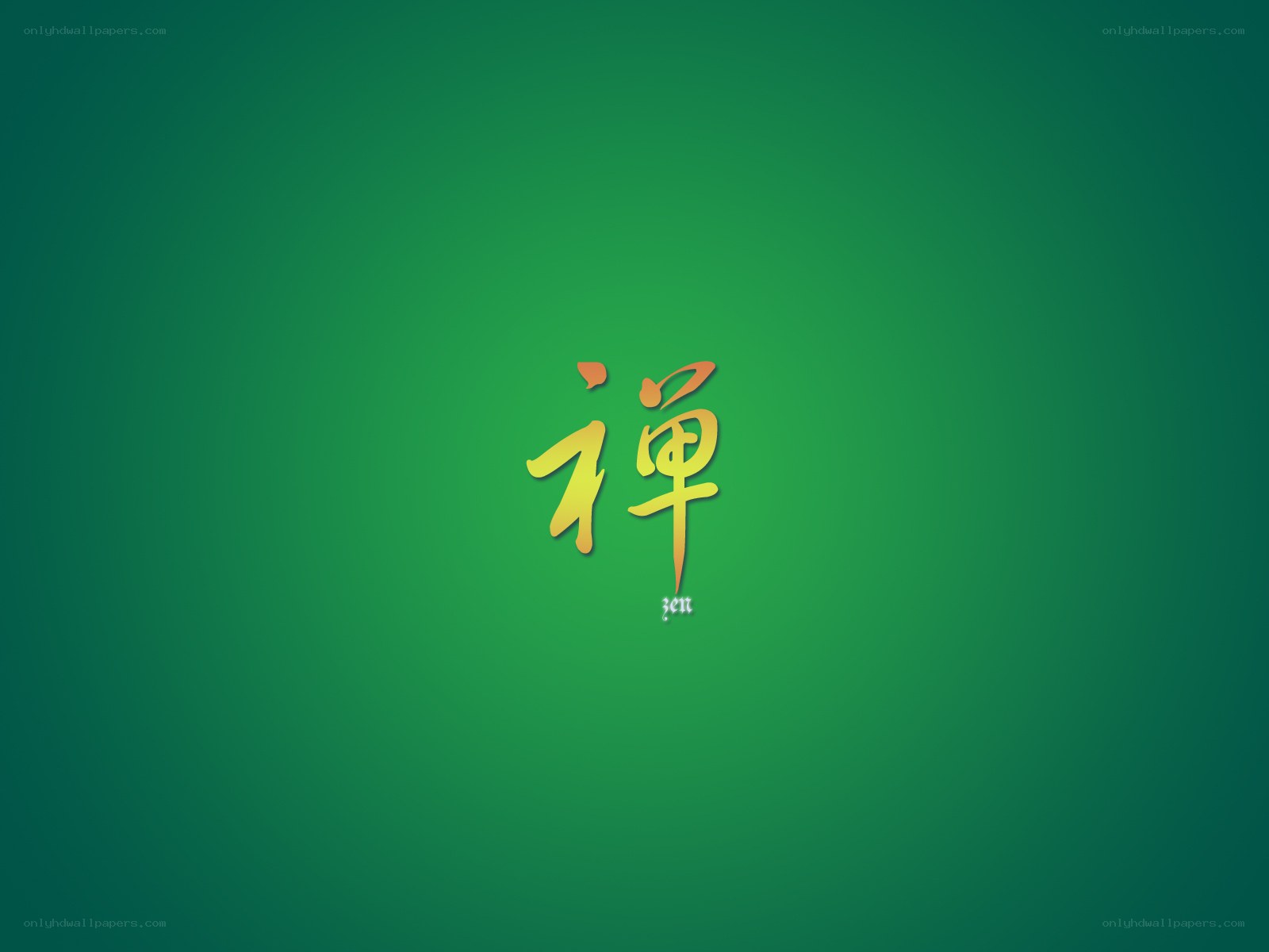 Zen character on green background