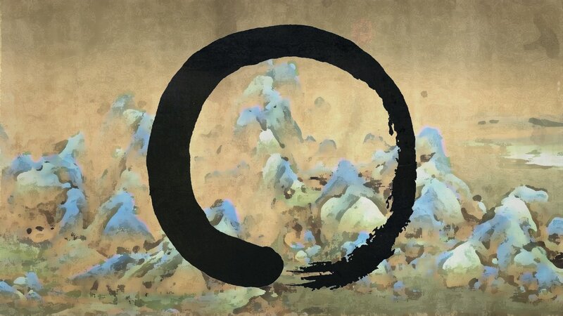Zen circle over mountains