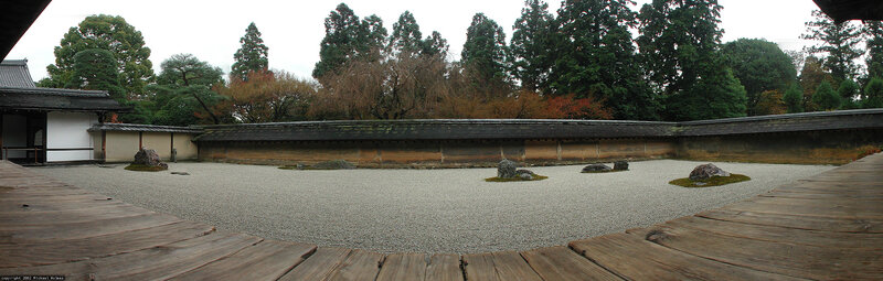 Zen garden with gravel and rocks