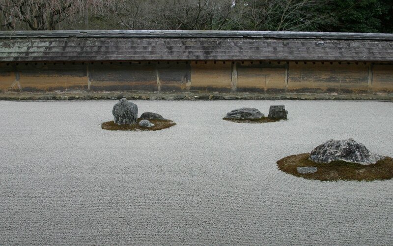 Zen garden with rocks and gravel