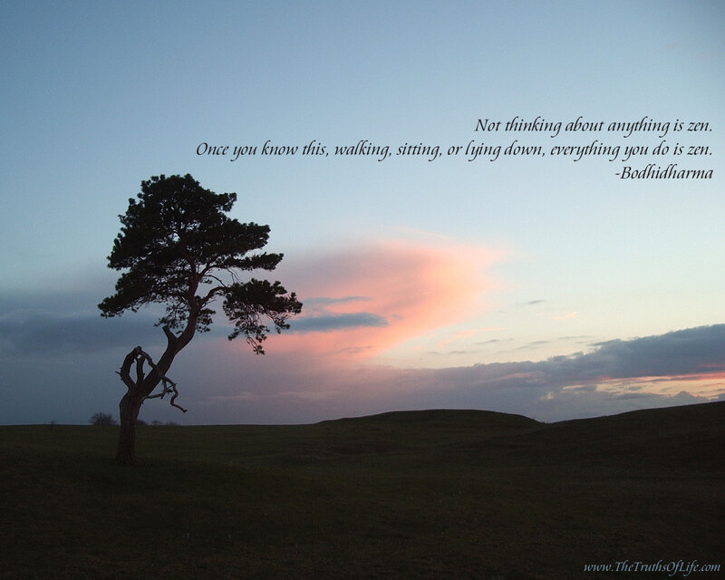 Zen quote with lone tree
