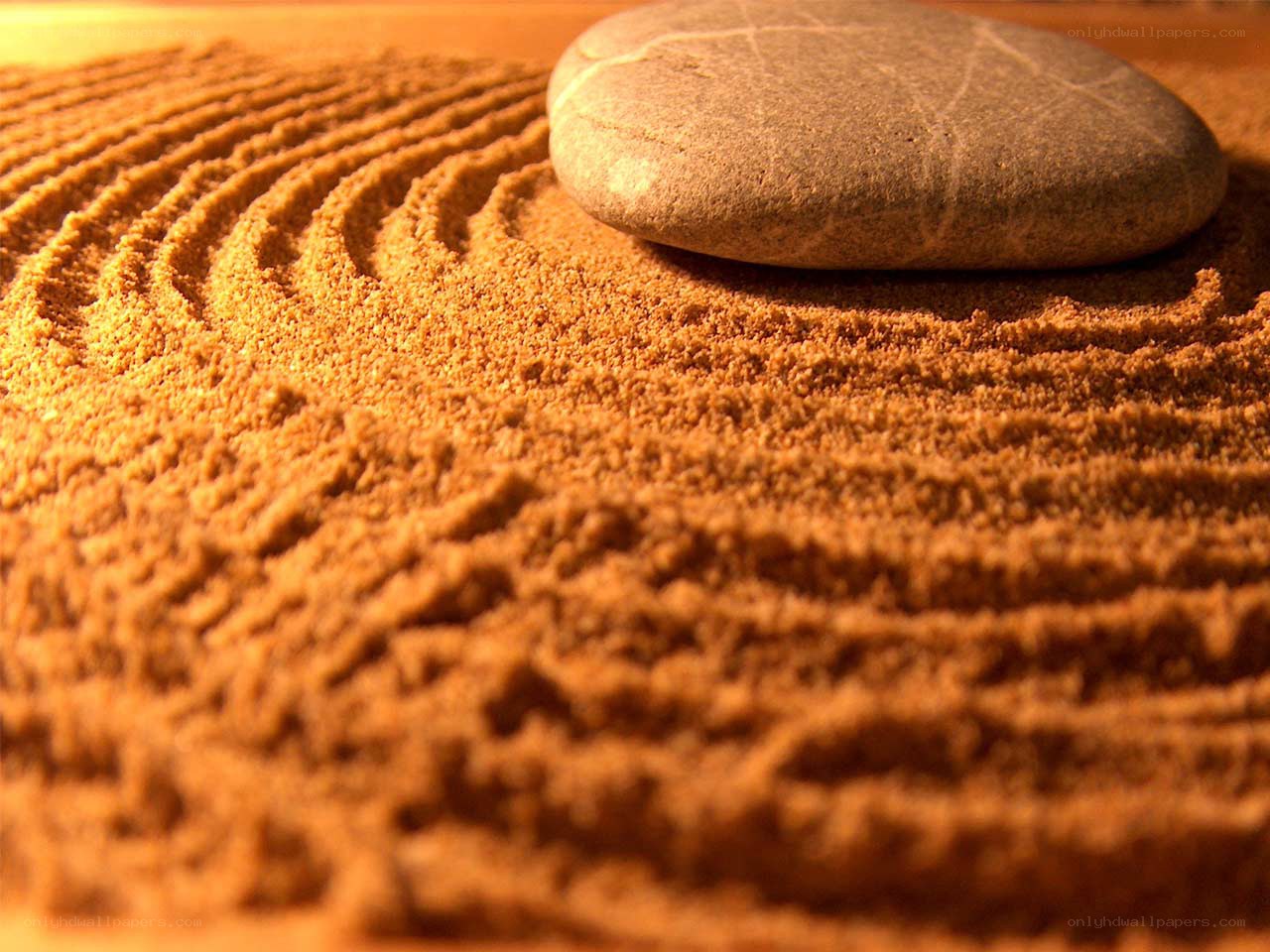 Zen sand garden with stone