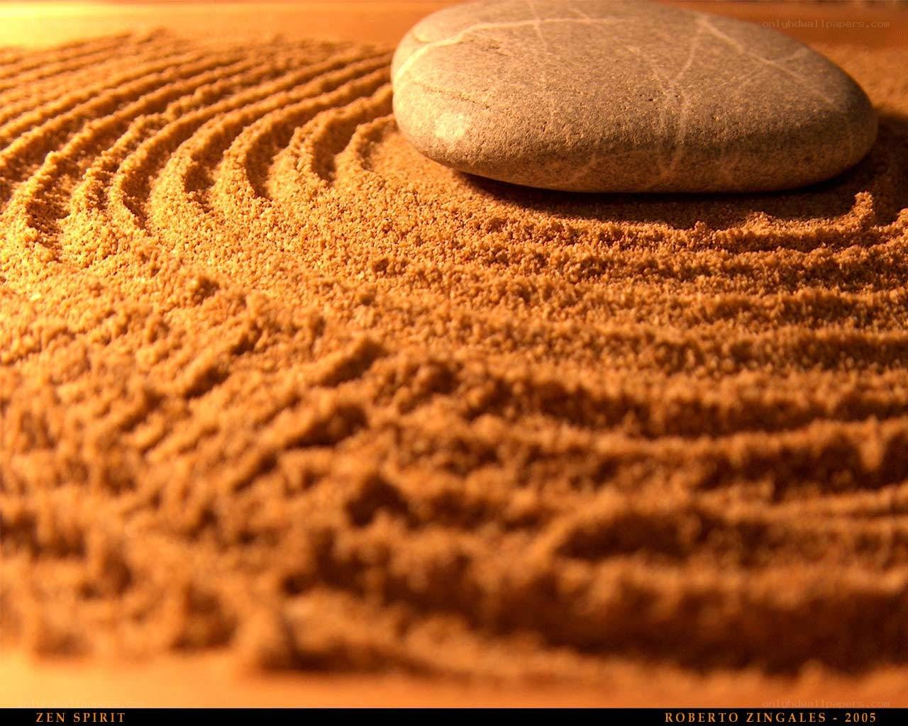 Zen sand garden with stone