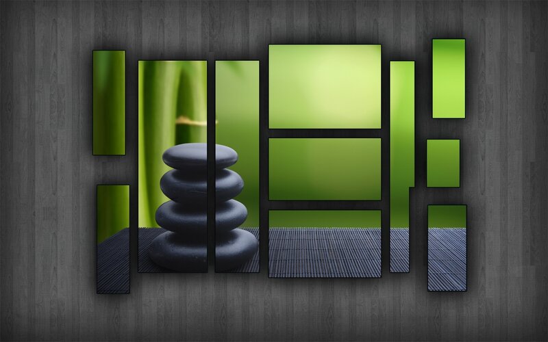 Zen stones and green bamboo