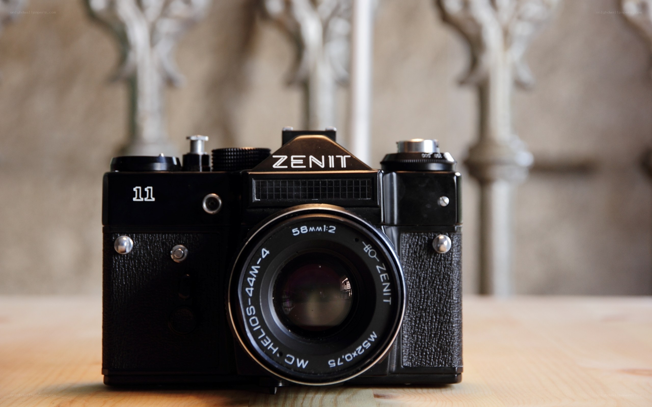 Zenit 11 camera on wood