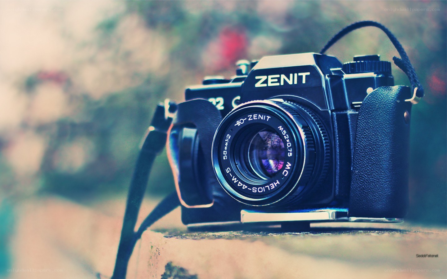 Zenit camera on stone surface