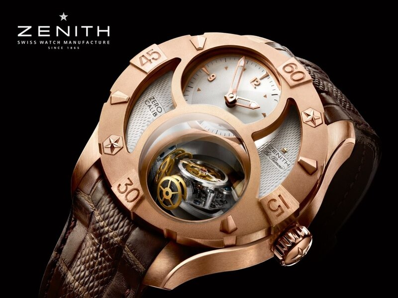 Zenith watch with visible movement