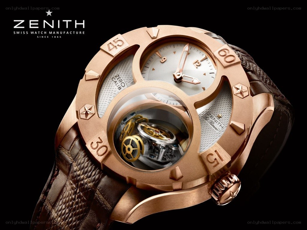 Zenith watch with visible movement