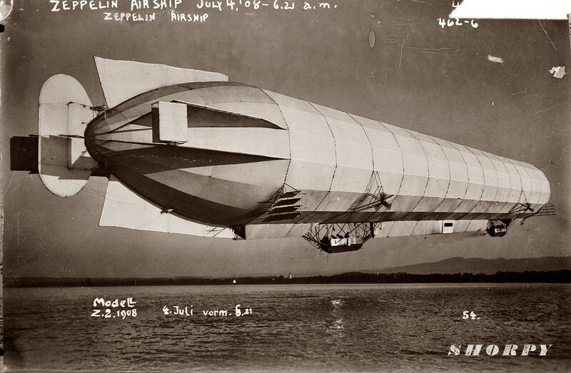 Zeppelin airship over water